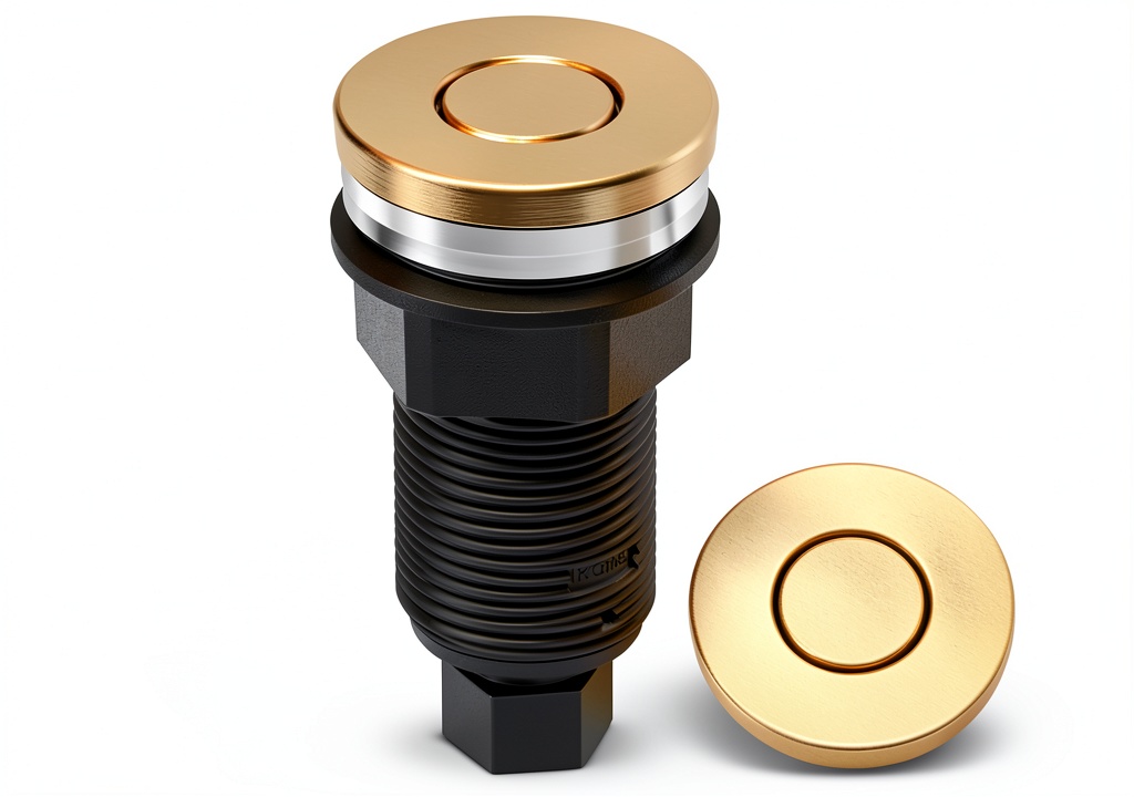 Kraus Flat-Top Garbage Disposal Air Switch Button in Brushed Brass